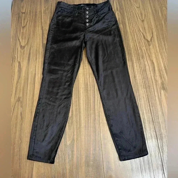 7 For All Mankind Women’s High Waisted Ankle Skinny Black Velvet Pants size 29 - Picture 16 of 16